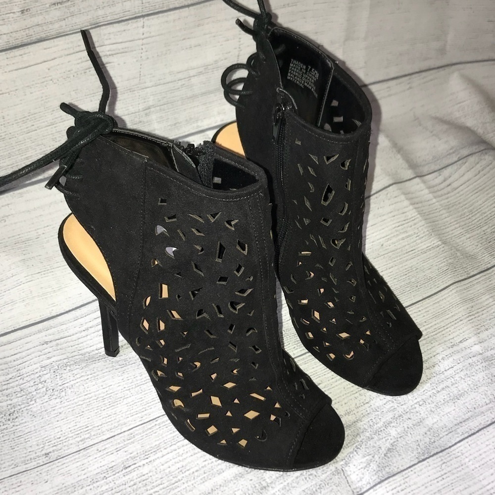 -Thaden Black Open Toe Booties - Picture 8 of 8